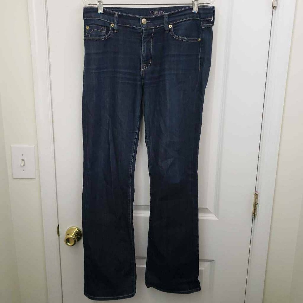 Fidelity Denim Womens Boot Cut Jeans Blue Dark Wash‎ 5-Pocket Zipper Fly 30x31